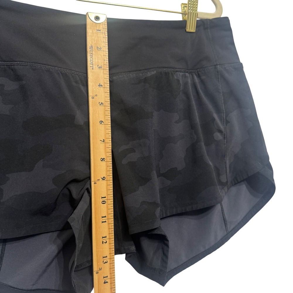 Lululemon Speed Up Short Long 4 Womens 10 Camo Coal Excellent Running Mid Rise - Picture 10 of 11